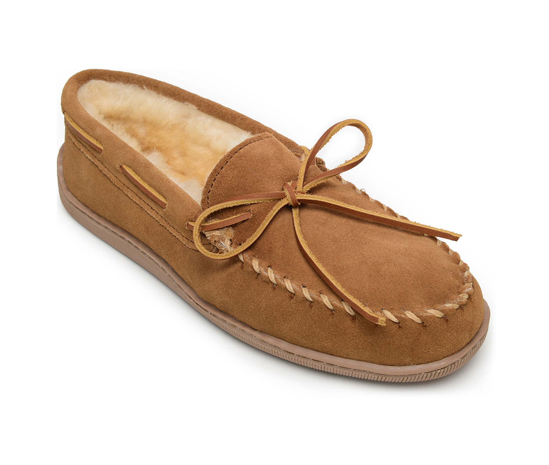 Minnetonka Men's Sheepskin Hardsole Moccasins